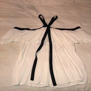 Zara white and black off shoulder blouse new with tages size women’s medium